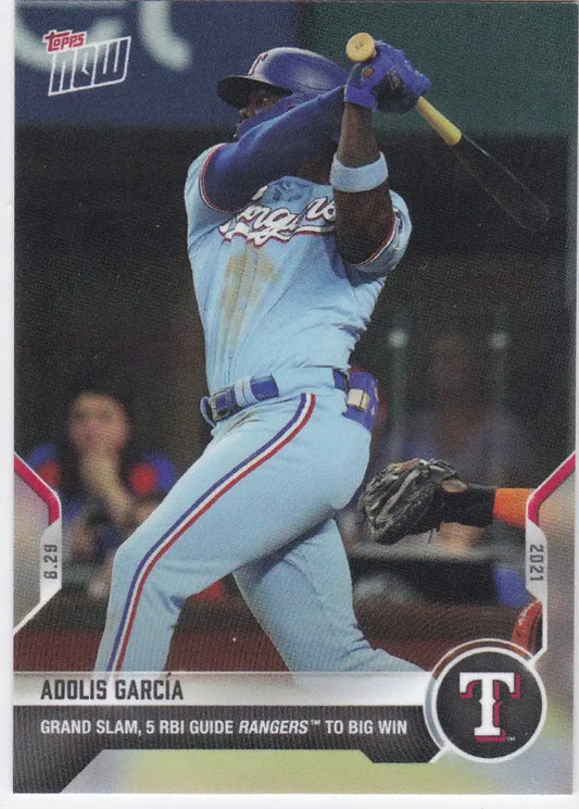 Adolis Garcia baseball card from 2021 TOPPS NOW product featuring Texas Rangers player