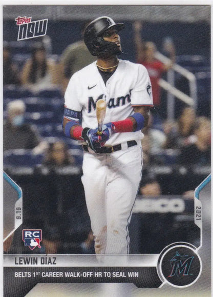 Lewin Diaz Miami Marlins baseball card from 2021 TOPPS NOW series