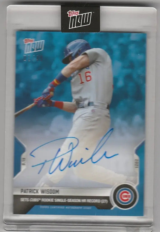 Baseball trading card of 830B Patrick Wisdom Chicago Cubs with autograph, limited to 49