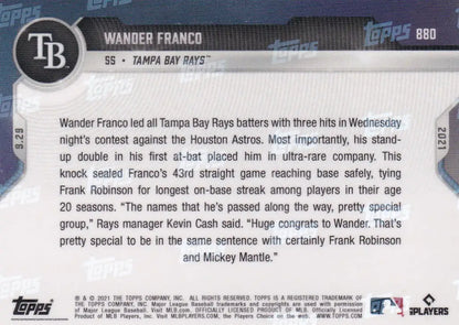 Wander Franco baseball card from 2021 Topps Now Tampa Bay Rays collection