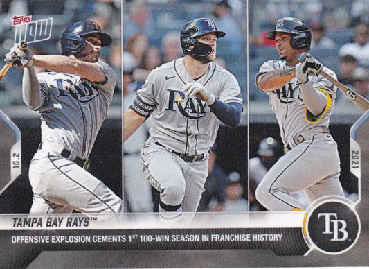 Baseball card featuring three Tampa Bay Rays players from 2021 TOPPS NOW set