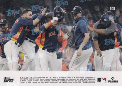 Houston Astros Yuli Gurriel baseball card from 2021 TOPPS NOW #900 display