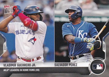 Baseball card featuring Vladimir Guerrero Jr. and Salvador Pérez from 2021 TOPPS NOW