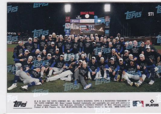 Los Angeles Dodgers baseball team celebrating after a game victory in 2021 TOPPS NOW #971