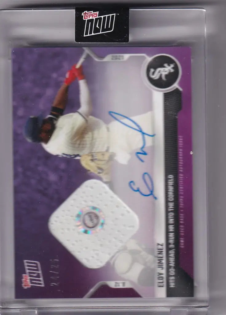 Baseball trading card of 652B Eloy Jimenez with autograph and game-used material for Chicago White Sox