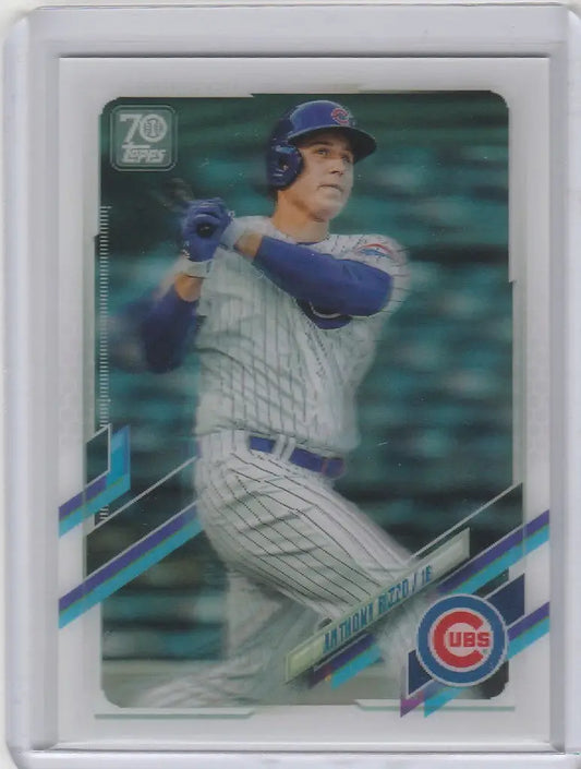 Baseball card of Anthony Rizzo Chicago Cubs in a batting stance from 2021 Topps On Demand