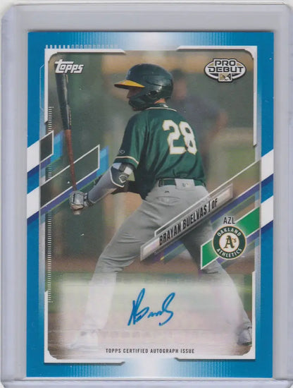 Baseball trading card of Brayan Buelvas, Oakland Athletics, with autograph #PD59