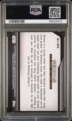 Graded Star Wars Bounty Hunters trading card from 2021 Topps Star Wars Bounty Hunters Seripas #89 PSA 9