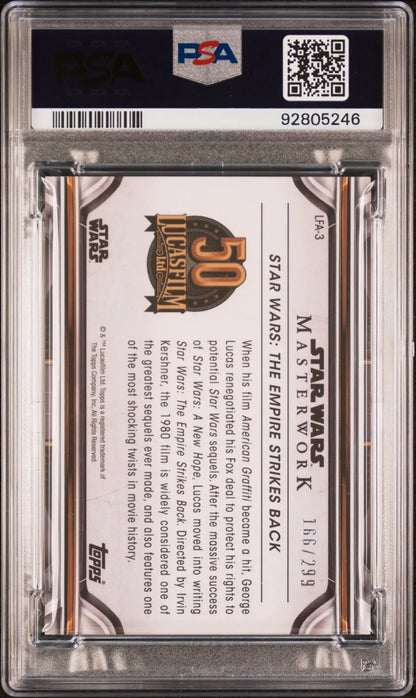 Graded Topps Star Wars trading card from 2021 Star Wars Masterwork Lucas 50th Anniversary