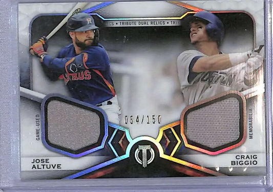 Craig Biggio and Jose Altuve Dual Relics 2021 Topps Tribute Baseball Card #/150 NM-MT