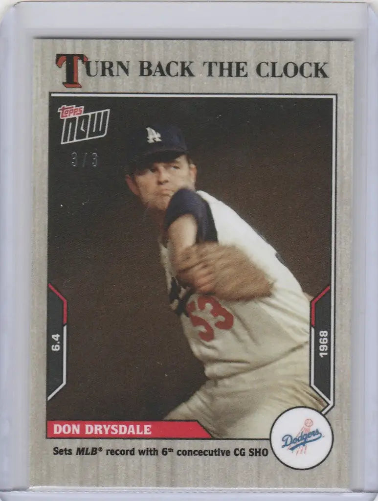 Baseball card of Don Drysdale in white uniform 53 from Topps Turn Back the Clock