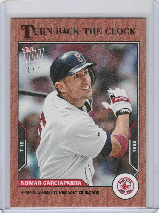 Baseball card of Nomar Garciaparra in batting stance, Topps Turn Back the Clock Cherry Parallel