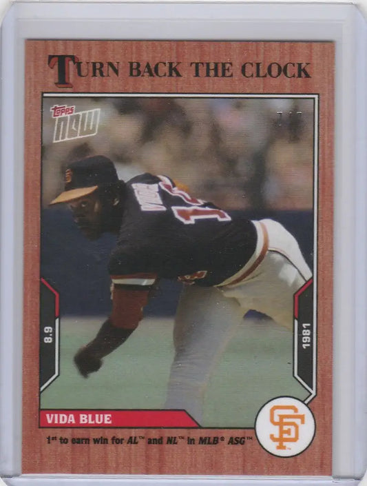2021 Topps Turn Back the Clock Cherry Parallel featuring Vida Blue pitching for Giants