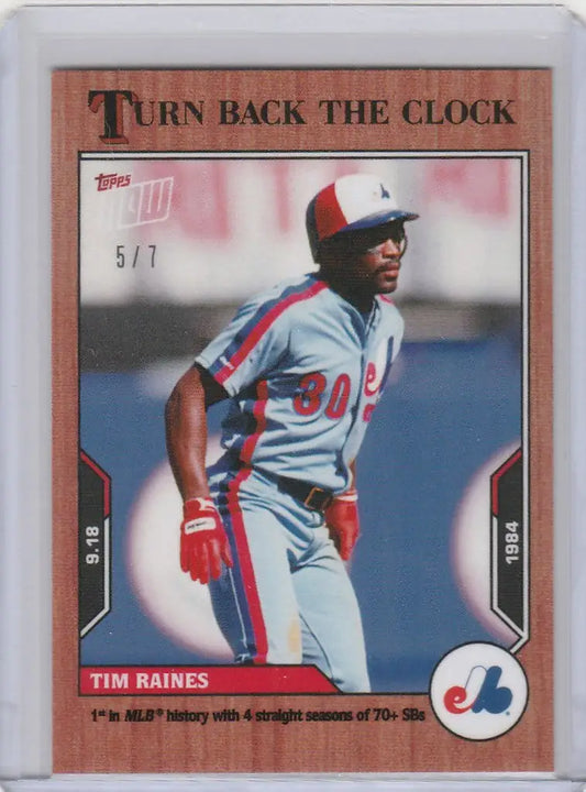 Baseball card of Tim Raines Expos from Topps Turn Back the Clock Cherry Parallel 5/7