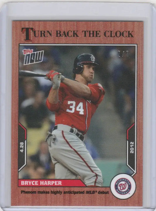 Baseball card of Bryce Harper in batting stance from Topps Turn Back the Clock Cherry Parallel
