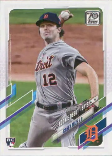 Casey Mize rookie card from 2021 Topps Update with original gloss, NM-MT Tigers debut