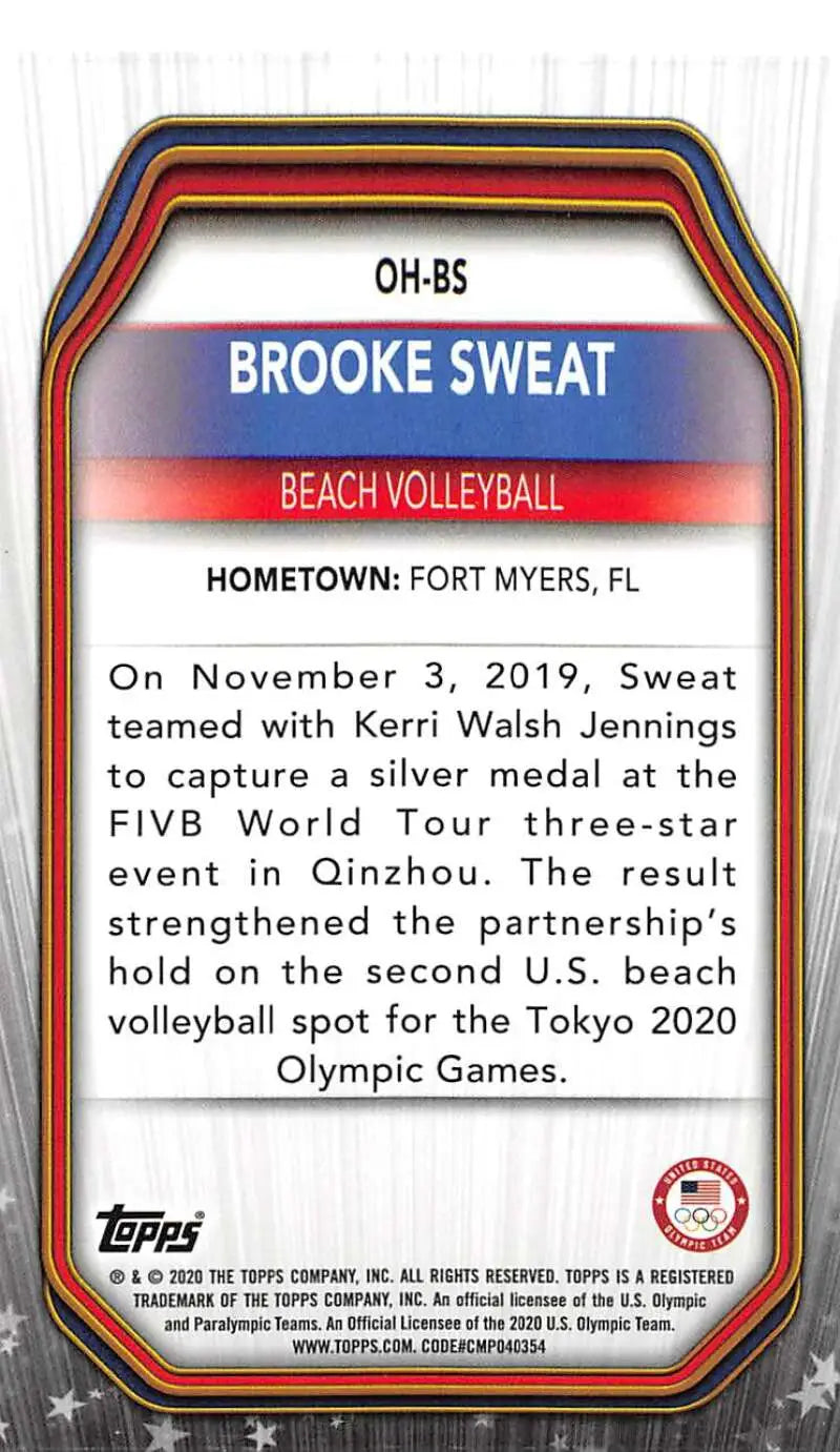 Trading card of Brooke Sweat, beach volleyball Olympian from 2021 Topps Olympics Heroes