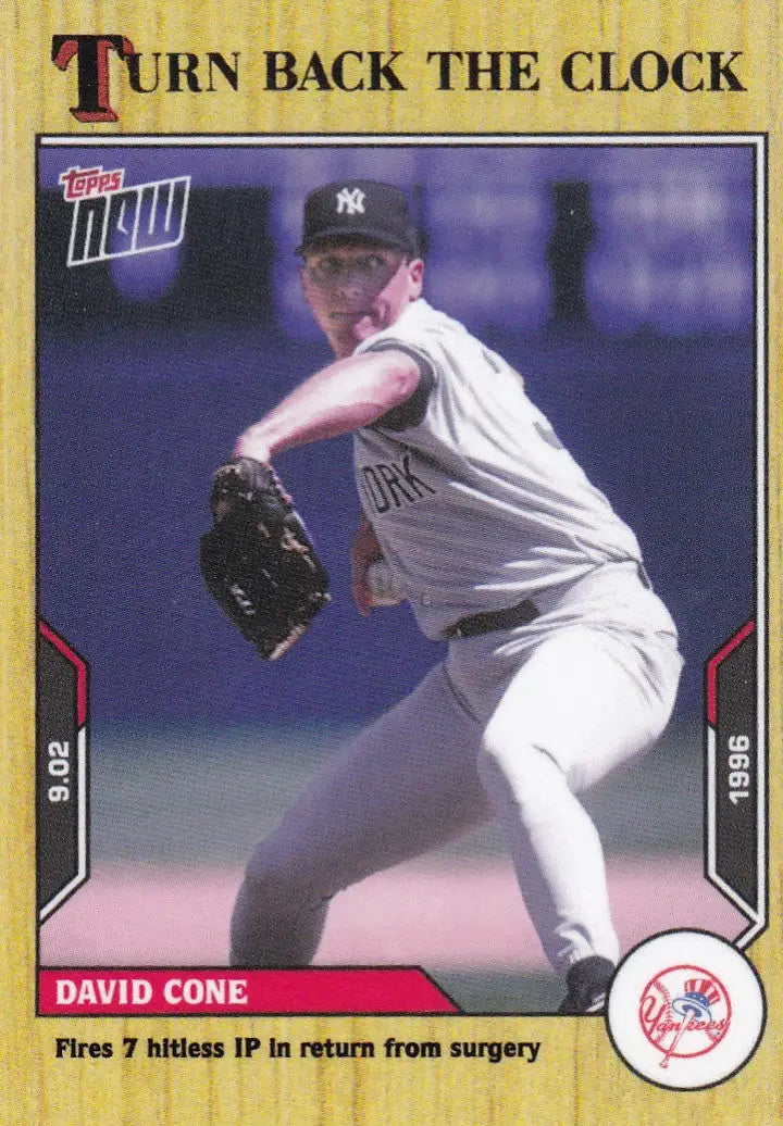 Baseball trading card featuring David Cone of the New York Yankees from 2021 TURN BACK THE CLOCK series