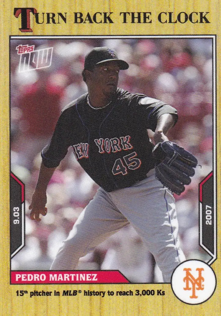 Baseball trading card featuring Pedro Martinez of the New York Mets from 2021 TURN BACK THE CLOCK series