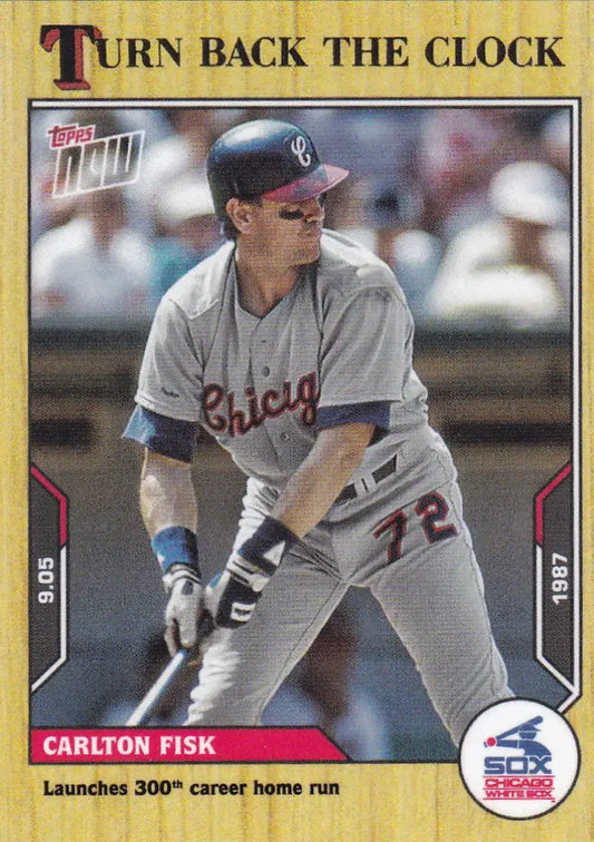 Vintage Carlton Fisk Chicago White Sox baseball card from 2021 TURN BACK THE CLOCK series