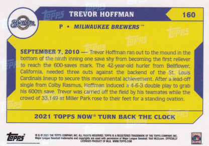 Collectible baseball card of Trevor Hoffman Milwaukee Brewers celebrating 600th save