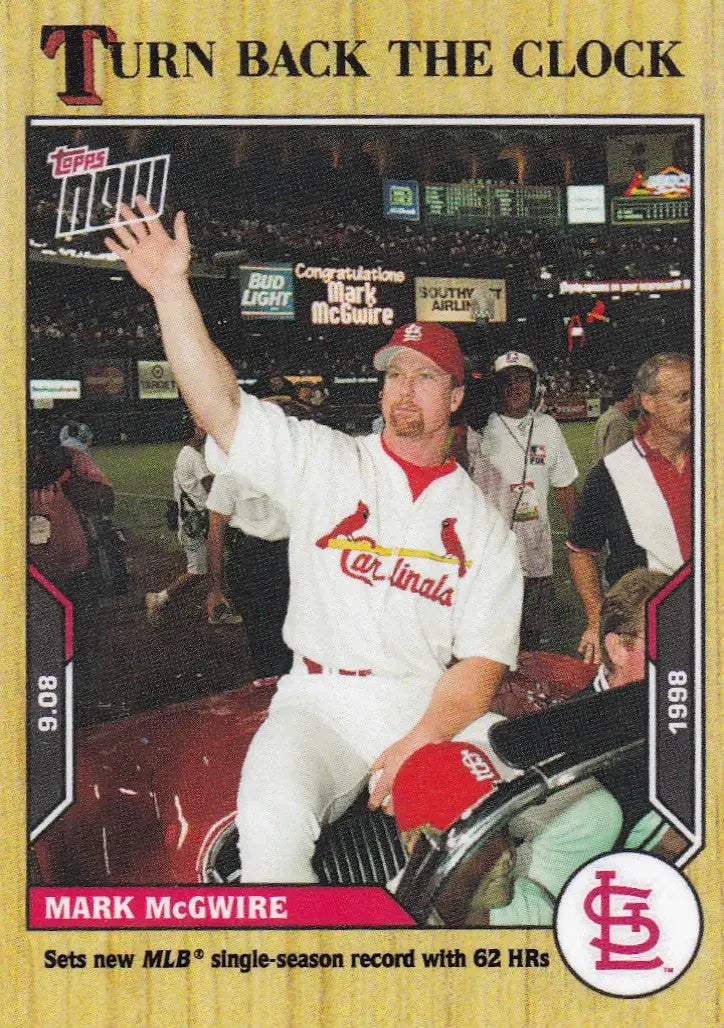Baseball trading card featuring Mark McGwire of the St Louis Cardinals 2021 TURN BACK THE CLOCK