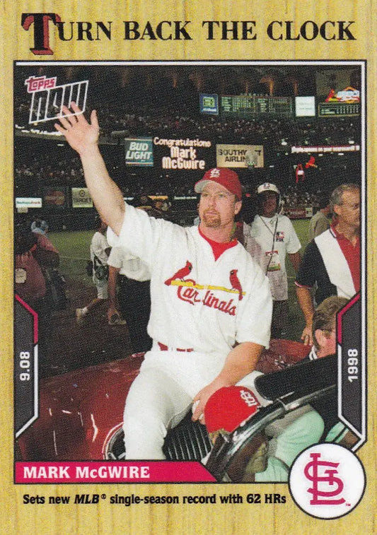 Baseball trading card featuring Mark McGwire of the St Louis Cardinals 2021 TURN BACK THE CLOCK