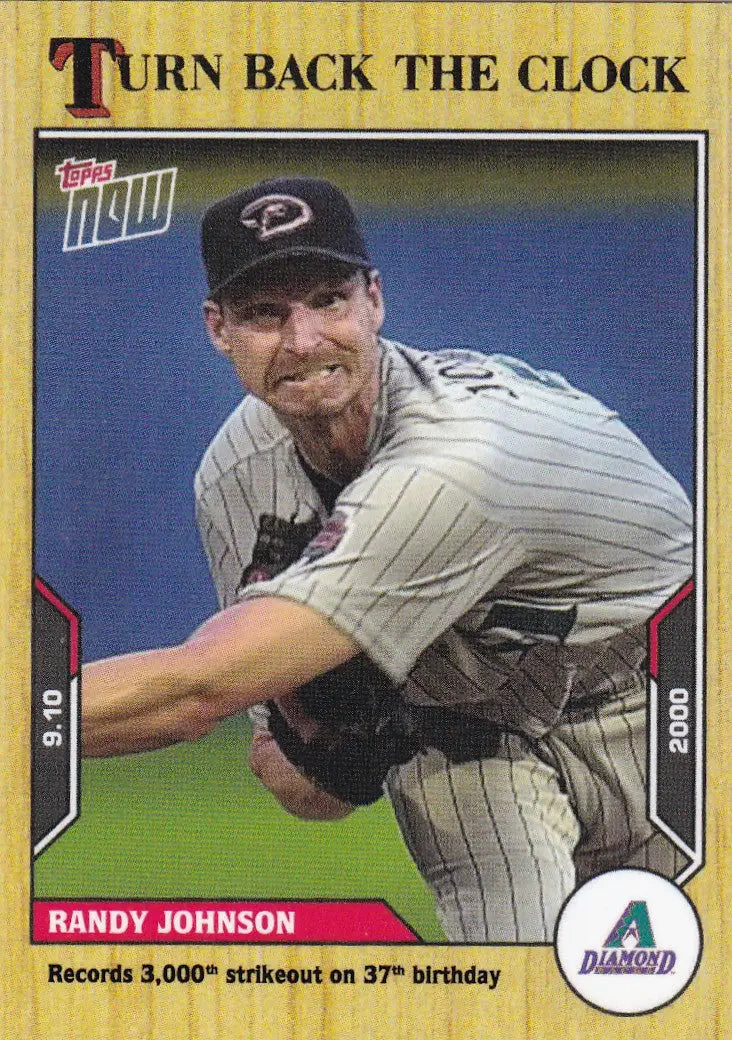 Baseball trading card featuring Randy Johnson Arizona Diamondbacks 2021 TURN BACK THE CLOCK