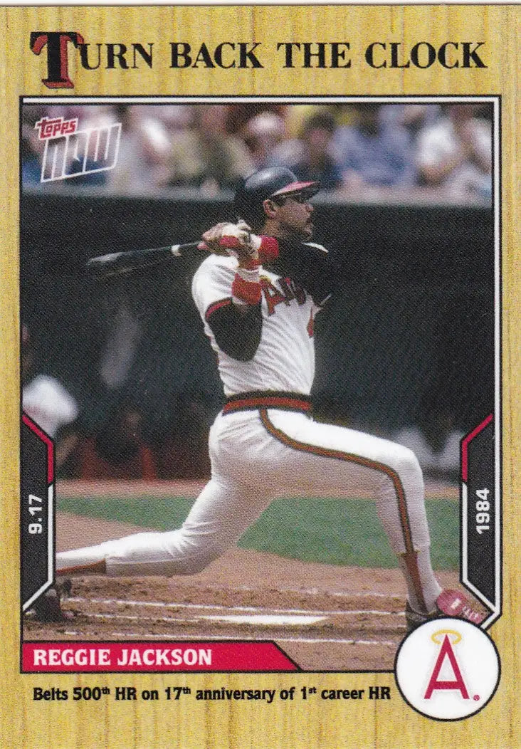Vintage baseball card featuring Reggie Jackson- California Angels from 2021 TURN BACK THE CLOCK series
