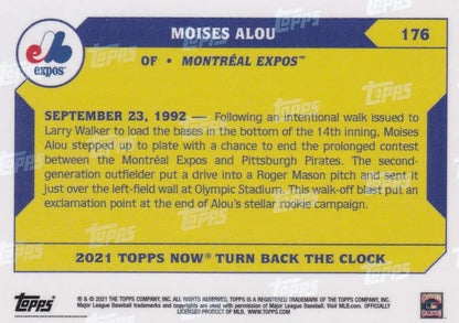 Baseball card featuring Moises Alou of the Montreal Expos from 2021 Turn Back the Clock series
