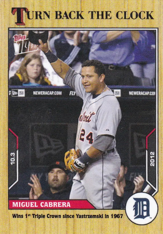 Baseball card featuring Miguel Cabrera- Detroit Tigers from 2021 Turn Back the Clock series