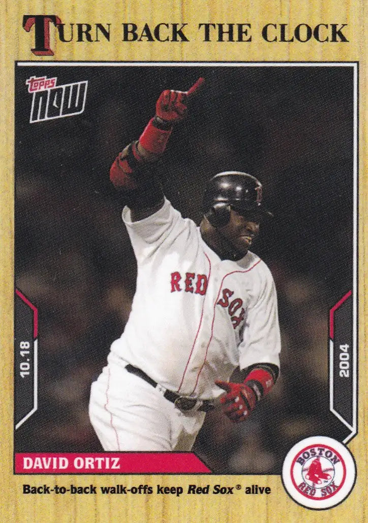 Baseball trading card featuring David Ortiz in a Boston Red Sox uniform for 2021 TURN BACK THE CLOCK