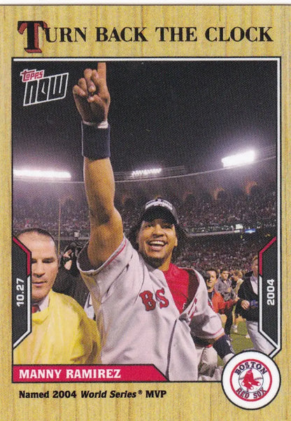 Collectible baseball card of Manny Ramirez from Boston Red Sox 2021 TURN BACK THE CLOCK series