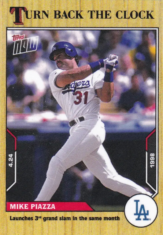 Vintage Topps Now baseball card of Mike Piazza in Los Angeles Dodgers uniform