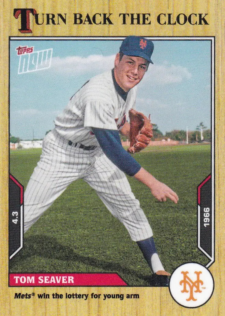 Baseball card of Tom Seaver in a New York Mets uniform from 2021 TURN BACK THE CLOCK series