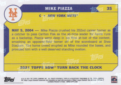 Baseball card of Mike Piazza as a New York Mets player celebrating his 352nd home run