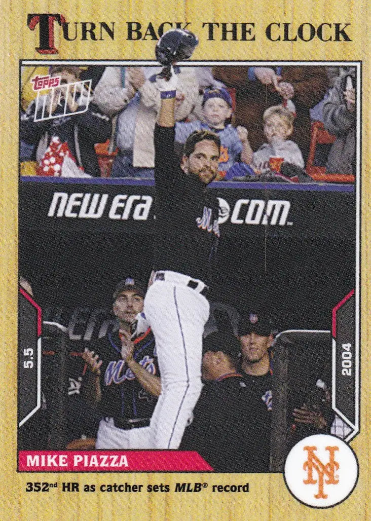 Vintage baseball card featuring Mike Piazza of the New York Mets from 2021 TURN BACK THE CLOCK series