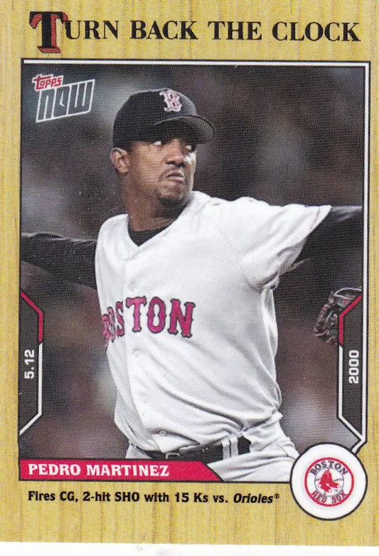Baseball card featuring Pedro Martinez from 2021 Turn Back the Clock Boston Red Sox collection