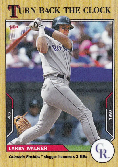 Baseball trading card of Larry Walker of the Colorado Rockies from 2021 TURN BACK THE CLOCK series
