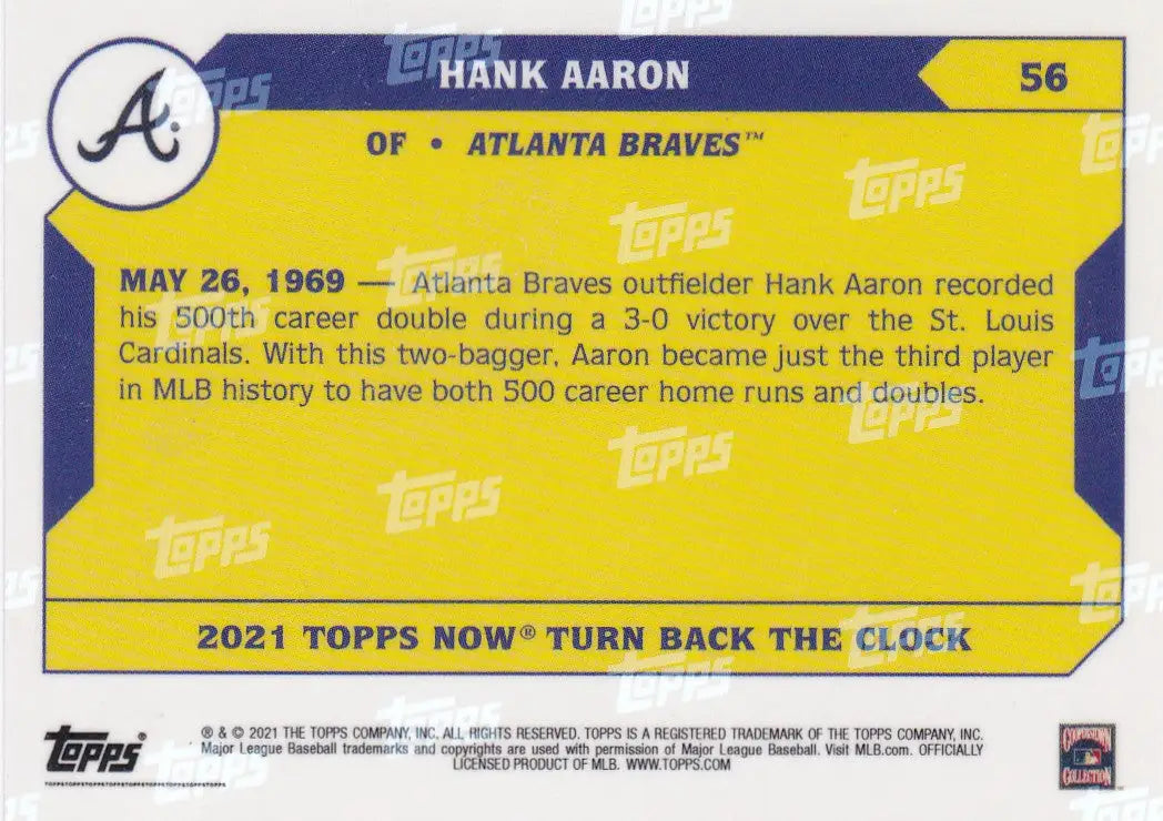 2021 TURN BACK THE CLOCK #56 HANK AARON- ATLANTA BRAVES