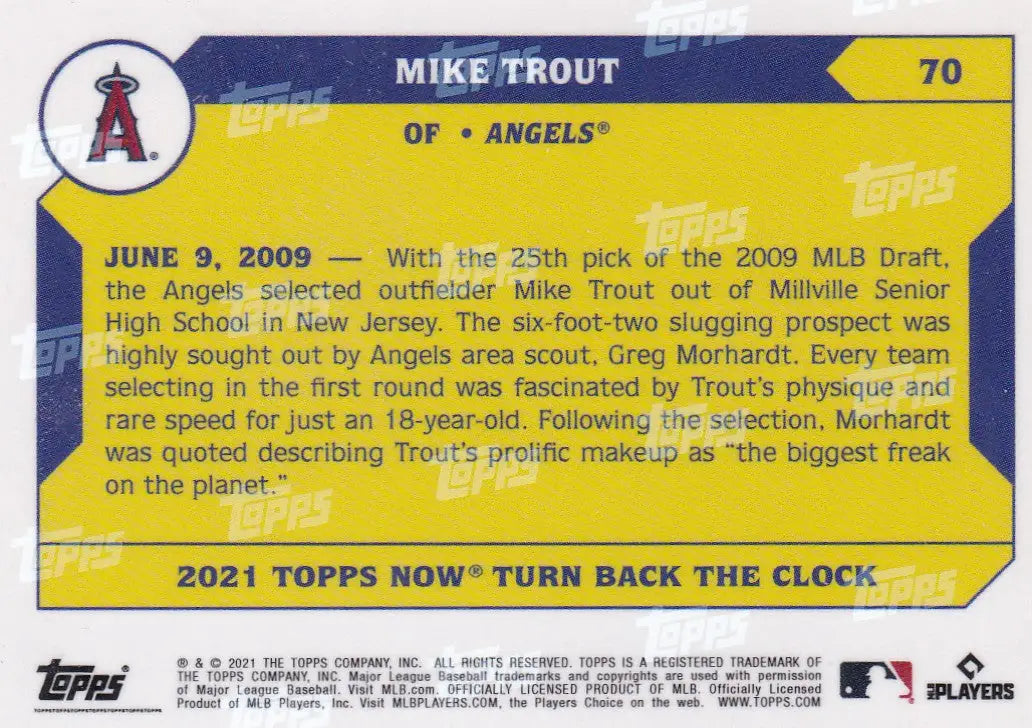 2021 TURN BACK THE CLOCK #70 MIKE TROUT- ANGELS