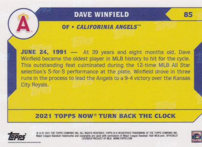 2021 TURN BACK THE CLOCK #85 DAVE WINFIELD- CALIFORINIA ANGELS