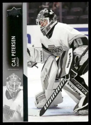 Upper Deck Cal Petersen hockey trading card from 2021 Upper Deck Cal Kings series