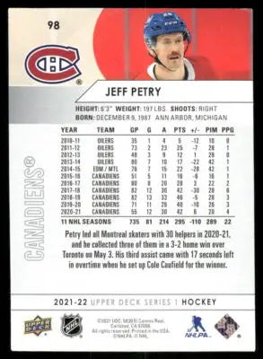 Hockey trading card of Jeff Petry from 2021 Upper Deck Jeff series