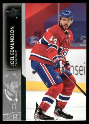 2021 Upper Deck Joel Edmundson #96 Hockey trading card featuring Canadiens uniform