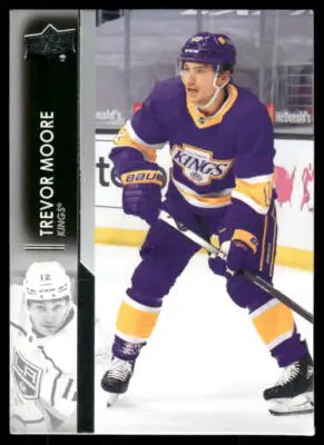 Upper Deck Trevor Moore hockey trading card in purple Los Angeles Kings uniform