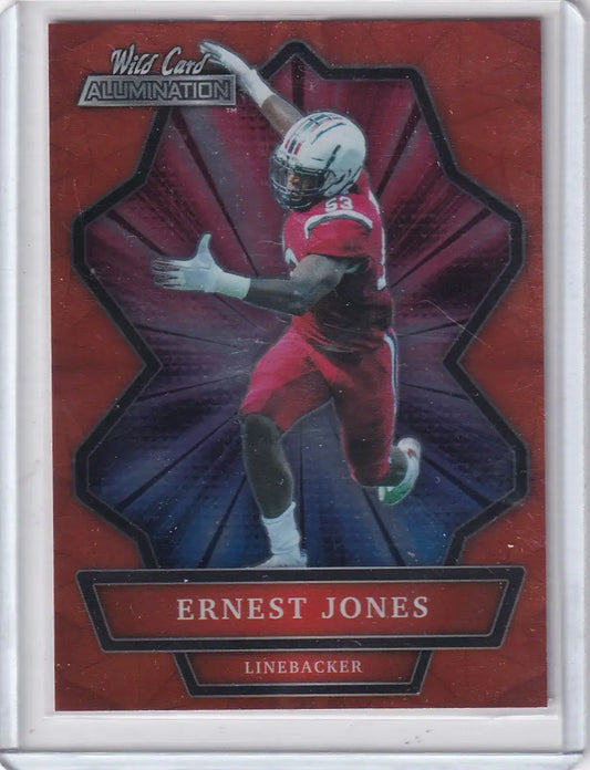 Red Los Angeles Rams Wild Card Ernest Jones football trading card featuring linebacker