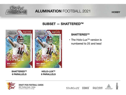 Wild Card Alumination Football Hobby Box featuring Shattered subset and Holo-Lux parallels