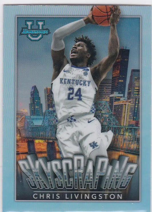 Basketball trading card of Chris Livingston Skyscraping Kentucky player dunking