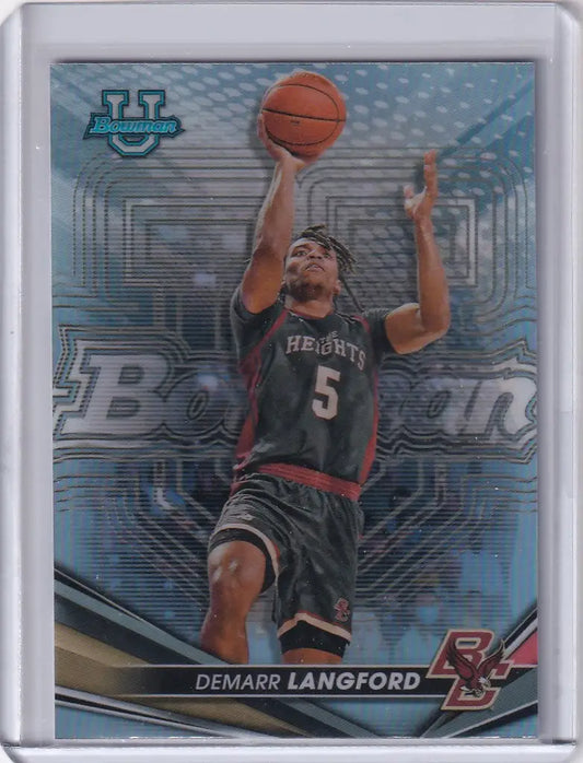 Basketball trading card of Demarr Langford in dark uniform 5 from Bowman University Best